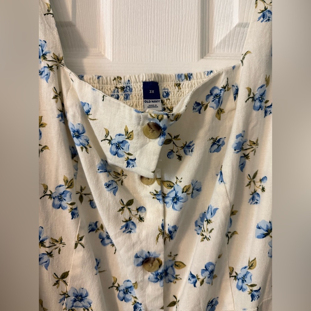 NWT Old Navy Cream & Blue Floral 3X Dress 🩵 - Picture 4 of 11